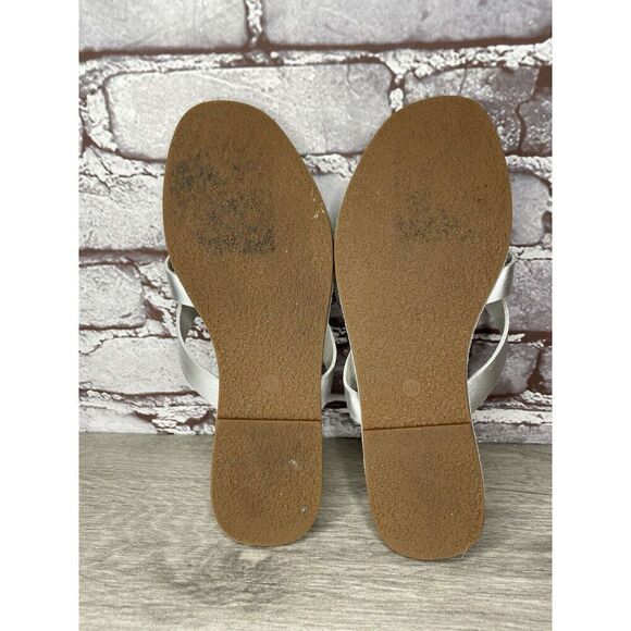 Madewell Boardwalk Silver Metallic Leather Thong Sandals Women’s Sz 6.5M US/37EU - Picture 6 of 16